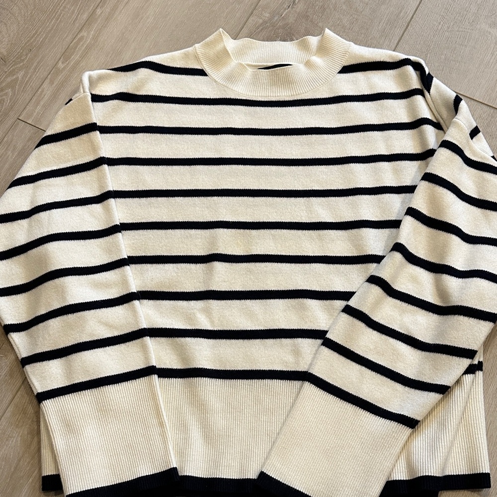 Mango Mockneck Striped Sweater
